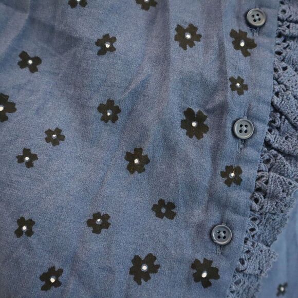 Joie TP053439162 Women's Sz S Blue Multi Alain Floral Semi-Sheer L/S Shirt - Picture 5 of 8